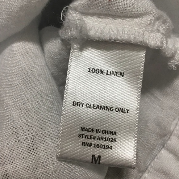 A. Ren Cropped Button Front Linen Shirt in White Size Medium. - Picture 7 of 9